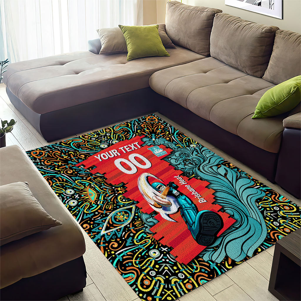 Personalized Brisbane Heat Cricket Area Rug Hippie Psychedelic Pattern Vibrant Mandala Art Style