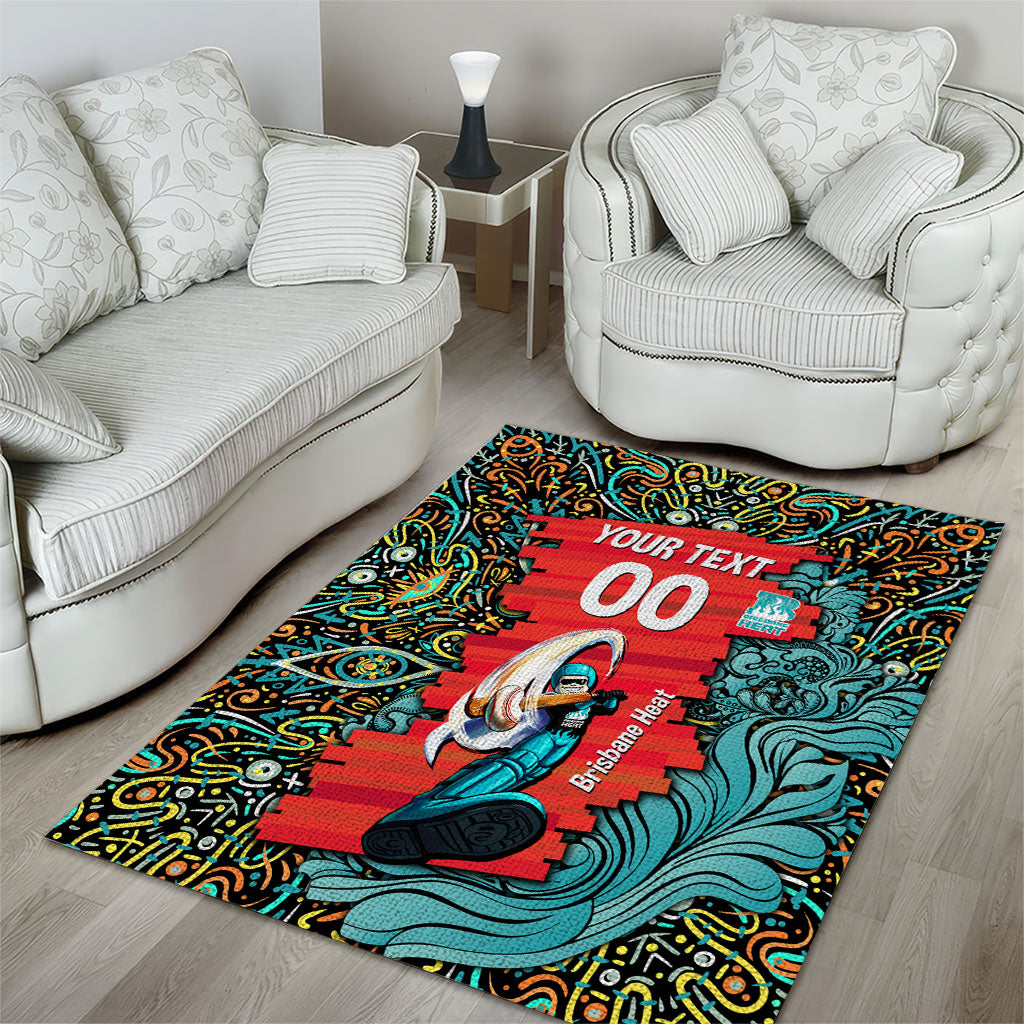 Personalized Brisbane Heat Cricket Area Rug Hippie Psychedelic Pattern Vibrant Mandala Art Style