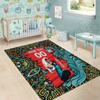 Personalized Brisbane Heat Cricket Area Rug Hippie Psychedelic Pattern Vibrant Mandala Art Style