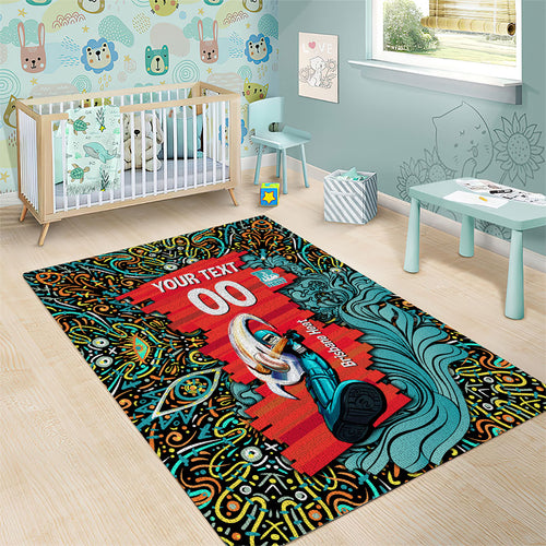 Personalized Brisbane Heat Cricket Area Rug Hippie Psychedelic Pattern Vibrant Mandala Art Style