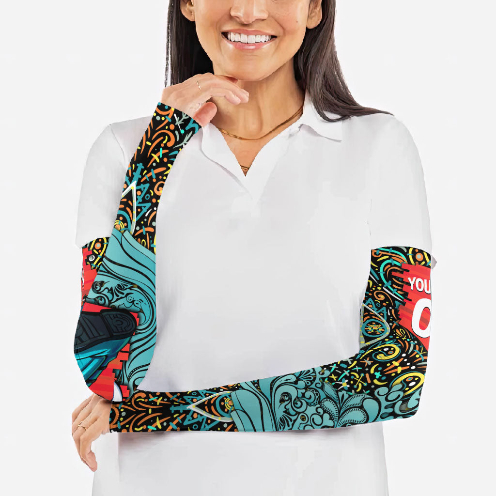 Personalized Brisbane Heat Cricket Arm Sleeves Hippie Psychedelic Pattern Vibrant Mandala Art Style