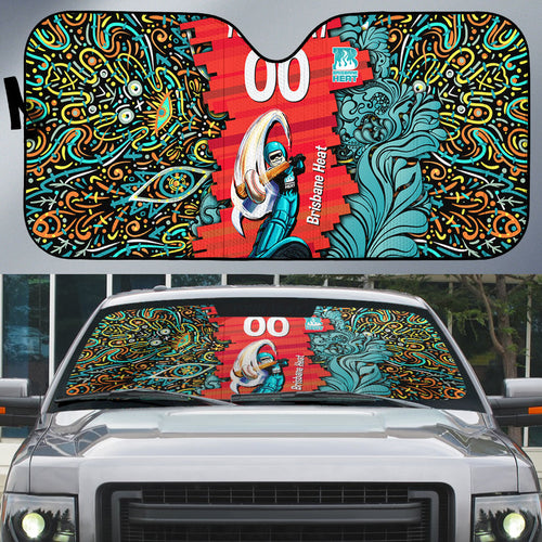 Personalized Brisbane Heat Cricket Auto Sun Shade Hippie Psychedelic Pattern Vibrant Mandala Art Style