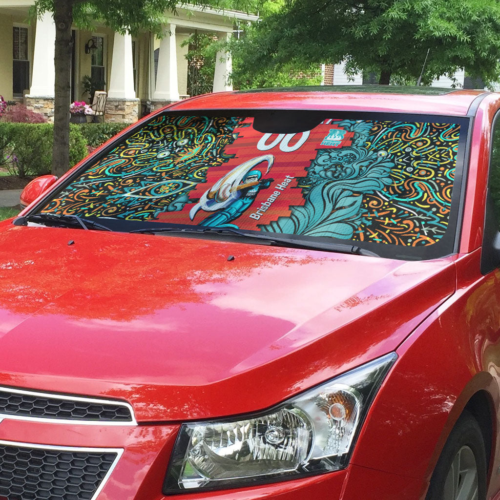 Personalized Brisbane Heat Cricket Auto Sun Shade Hippie Psychedelic Pattern Vibrant Mandala Art Style