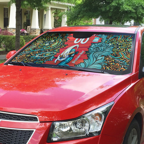 Personalized Brisbane Heat Cricket Auto Sun Shade Hippie Psychedelic Pattern Vibrant Mandala Art Style