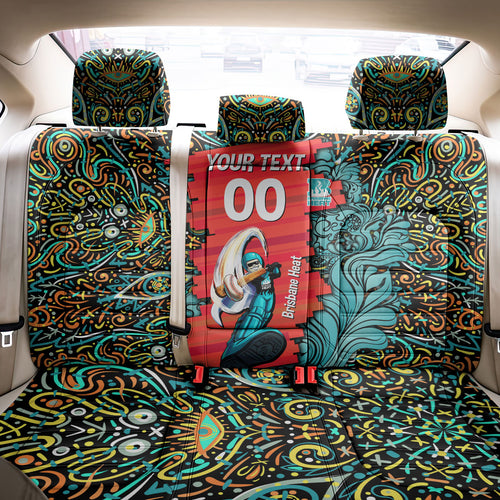 Personalized Brisbane Heat Cricket Back Car Seat Cover Hippie Psychedelic Pattern Vibrant Mandala Art Style