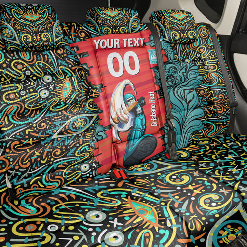 Personalized Brisbane Heat Cricket Back Car Seat Cover Hippie Psychedelic Pattern Vibrant Mandala Art Style