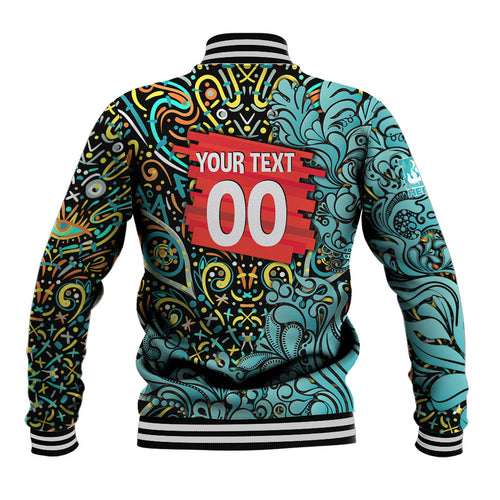 Personalized Brisbane Heat Cricket Baseball Jacket Hippie Psychedelic Pattern Vibrant Mandala Art Style