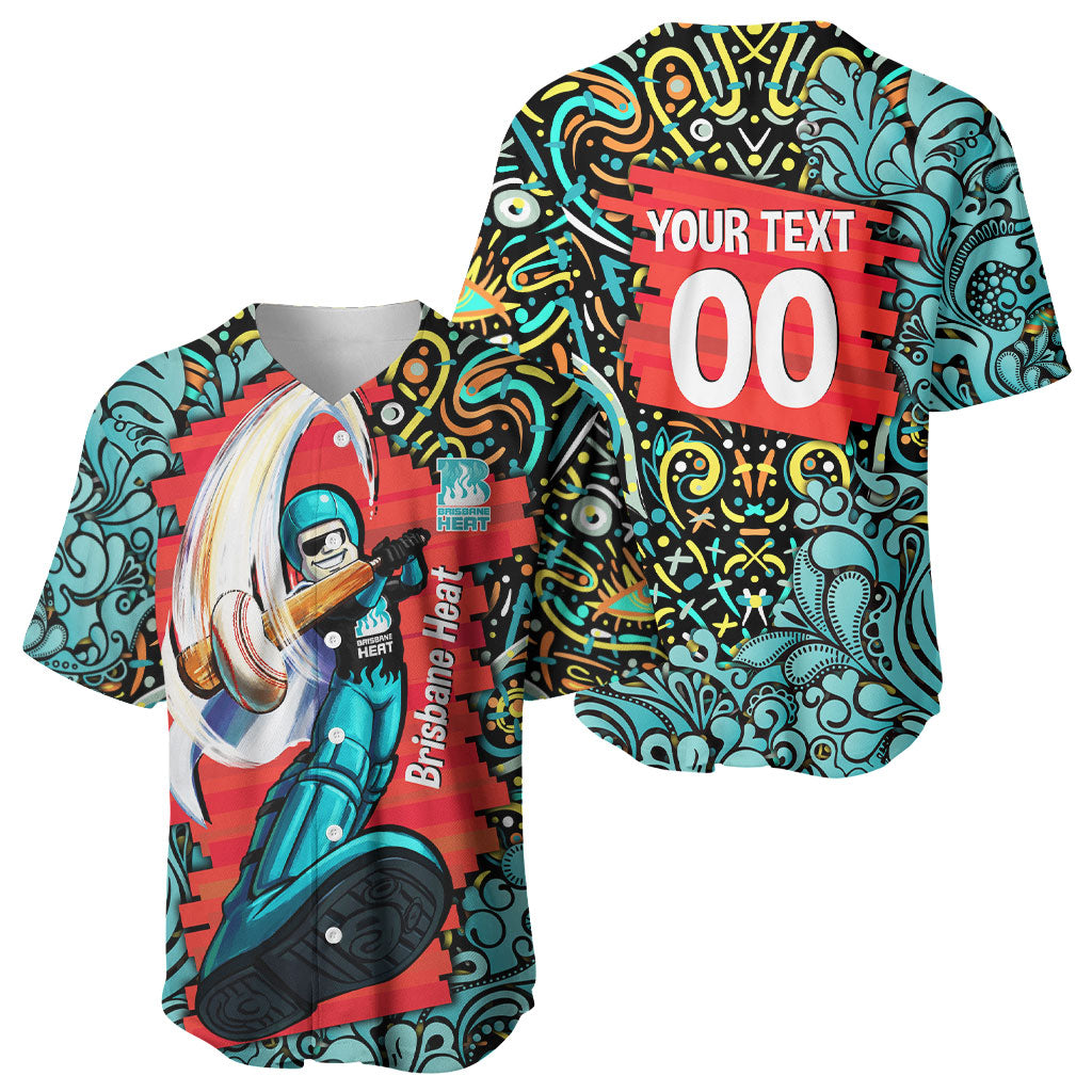 Personalized Brisbane Heat Cricket Baseball Jersey Hippie Psychedelic Pattern Vibrant Mandala Art Style