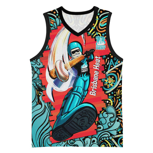 Personalized Brisbane Heat Cricket Basketball Jersey Hippie Psychedelic Pattern Vibrant Mandala Art Style