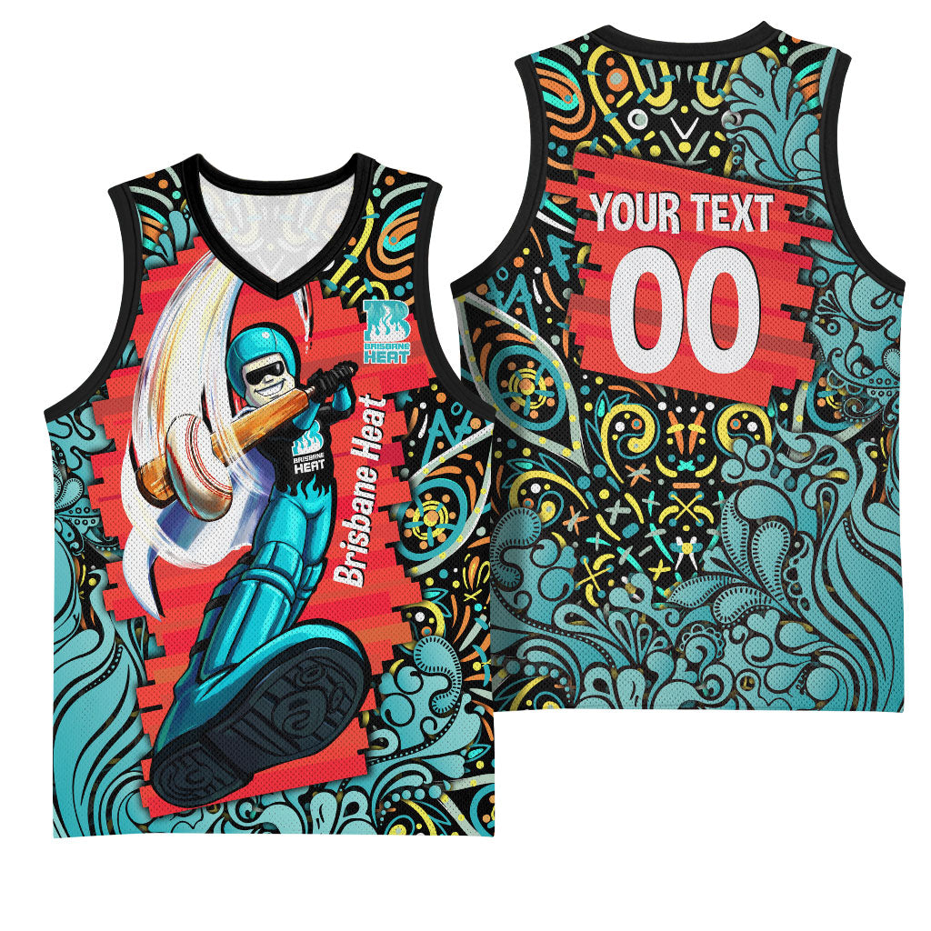 Personalized Brisbane Heat Cricket Basketball Jersey Hippie Psychedelic Pattern Vibrant Mandala Art Style