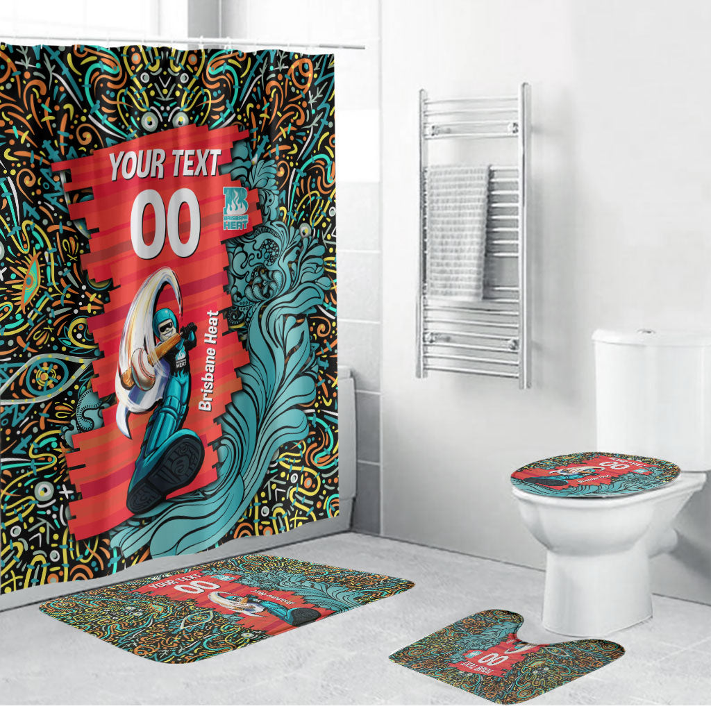 Personalized Brisbane Heat Cricket Bathroom Set Hippie Psychedelic Pattern Vibrant Mandala Art Style