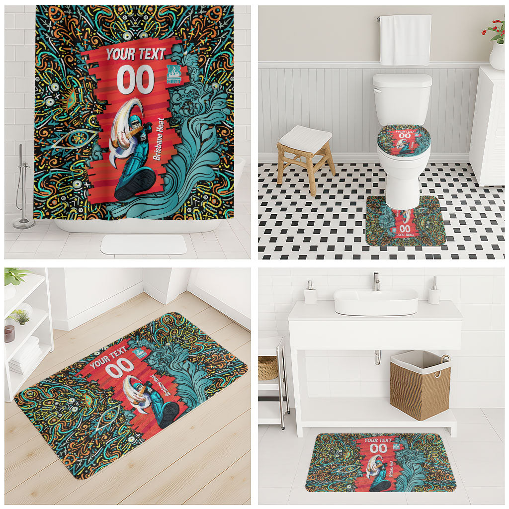Personalized Brisbane Heat Cricket Bathroom Set Hippie Psychedelic Pattern Vibrant Mandala Art Style