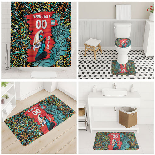 Personalized Brisbane Heat Cricket Bathroom Set Hippie Psychedelic Pattern Vibrant Mandala Art Style