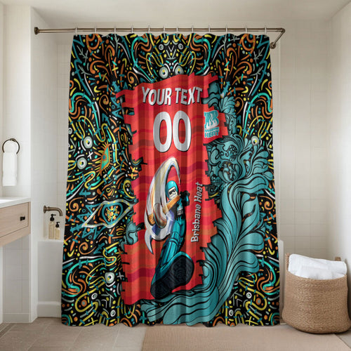 Personalized Brisbane Heat Cricket Bathroom Set Hippie Psychedelic Pattern Vibrant Mandala Art Style