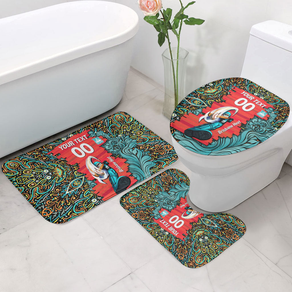 Personalized Brisbane Heat Cricket Bathroom Set Hippie Psychedelic Pattern Vibrant Mandala Art Style