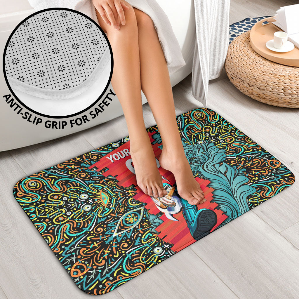 Personalized Brisbane Heat Cricket Bathroom Set Hippie Psychedelic Pattern Vibrant Mandala Art Style