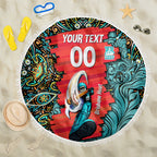 Personalized Brisbane Heat Cricket Beach Blanket Hippie Psychedelic Pattern Vibrant Mandala Art Style
