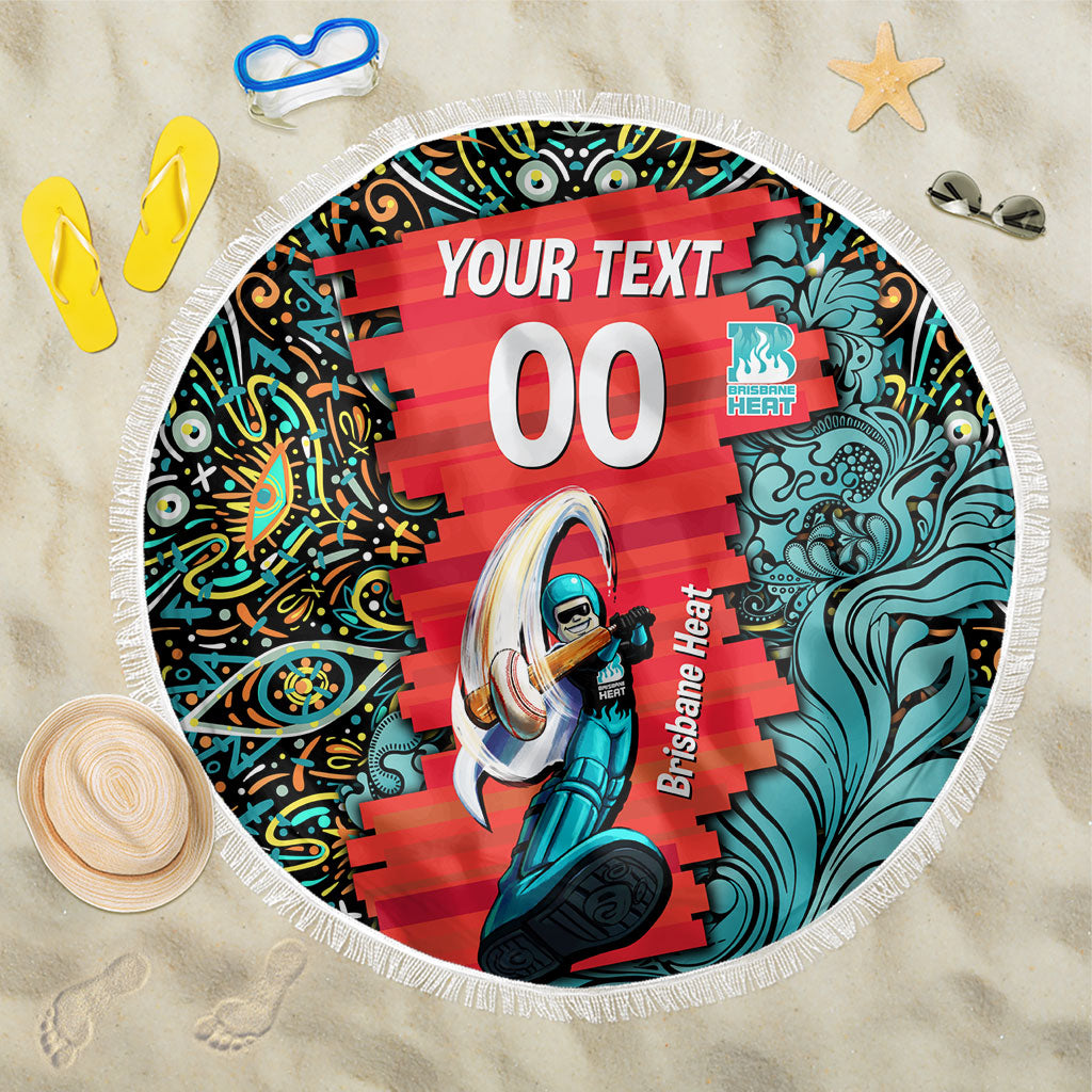 Personalized Brisbane Heat Cricket Beach Blanket Hippie Psychedelic Pattern Vibrant Mandala Art Style