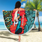 Personalized Brisbane Heat Cricket Beach Blanket Hippie Psychedelic Pattern Vibrant Mandala Art Style
