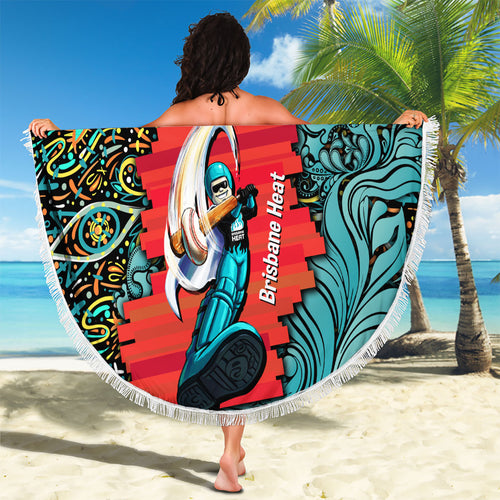 Personalized Brisbane Heat Cricket Beach Blanket Hippie Psychedelic Pattern Vibrant Mandala Art Style