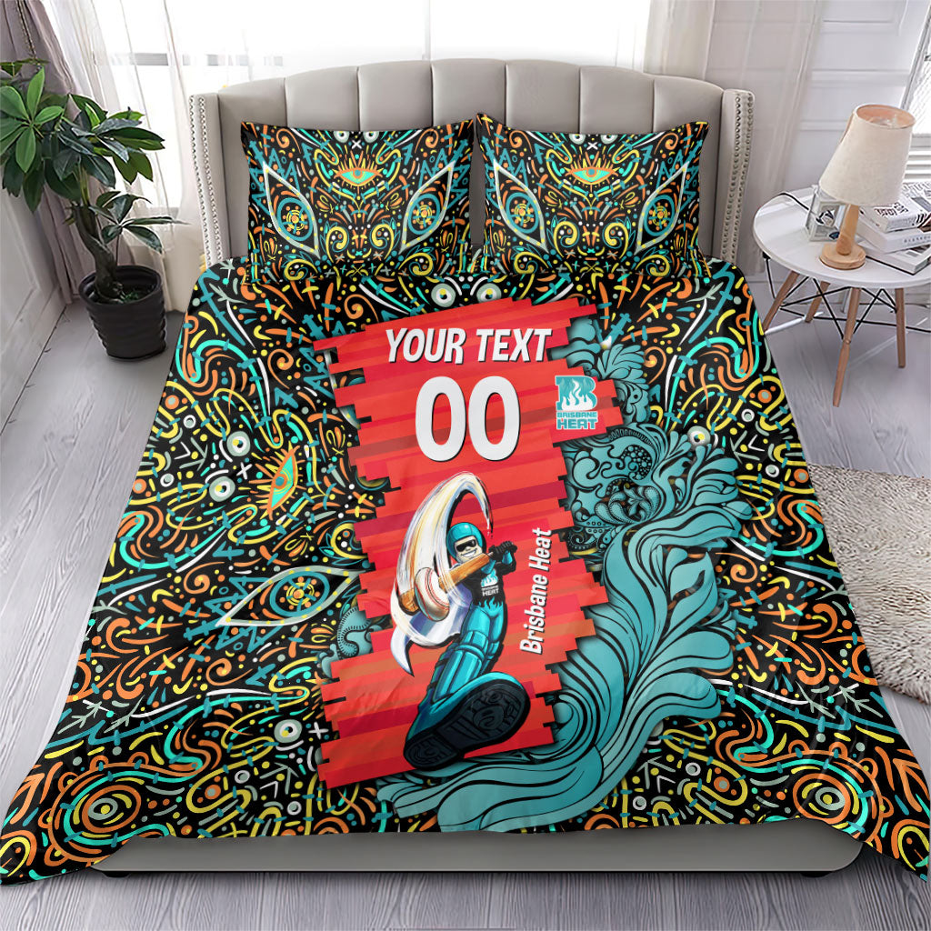 Personalized Brisbane Heat Cricket Bedding Set Hippie Psychedelic Pattern Vibrant Mandala Art Style