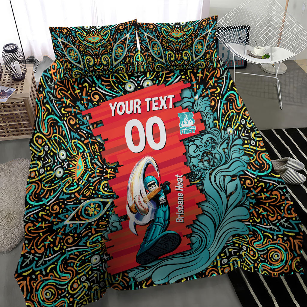 Personalized Brisbane Heat Cricket Bedding Set Hippie Psychedelic Pattern Vibrant Mandala Art Style