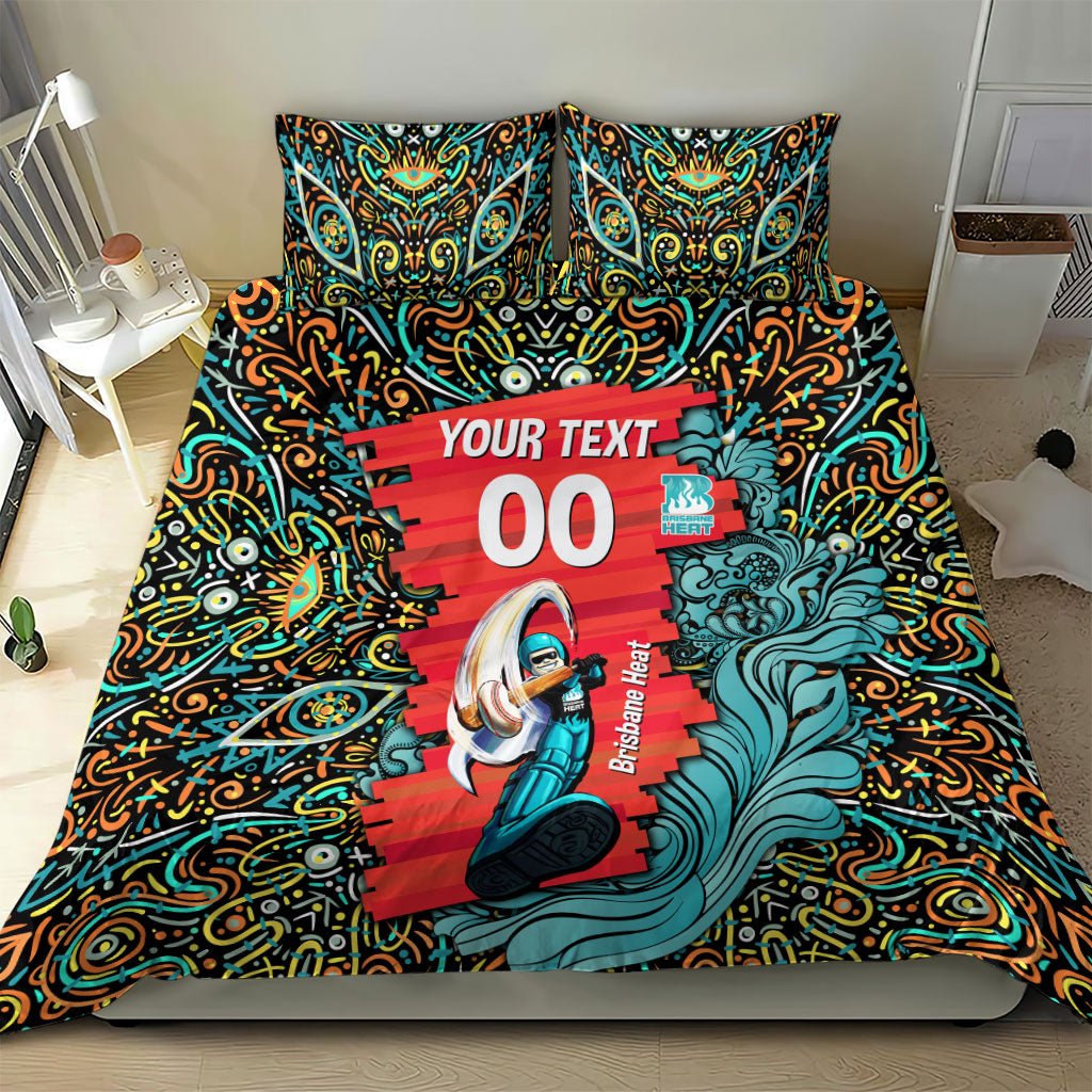 Personalized Brisbane Heat Cricket Bedding Set Hippie Psychedelic Pattern Vibrant Mandala Art Style