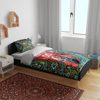 Personalized Brisbane Heat Cricket Bedding Set Hippie Psychedelic Pattern Vibrant Mandala Art Style