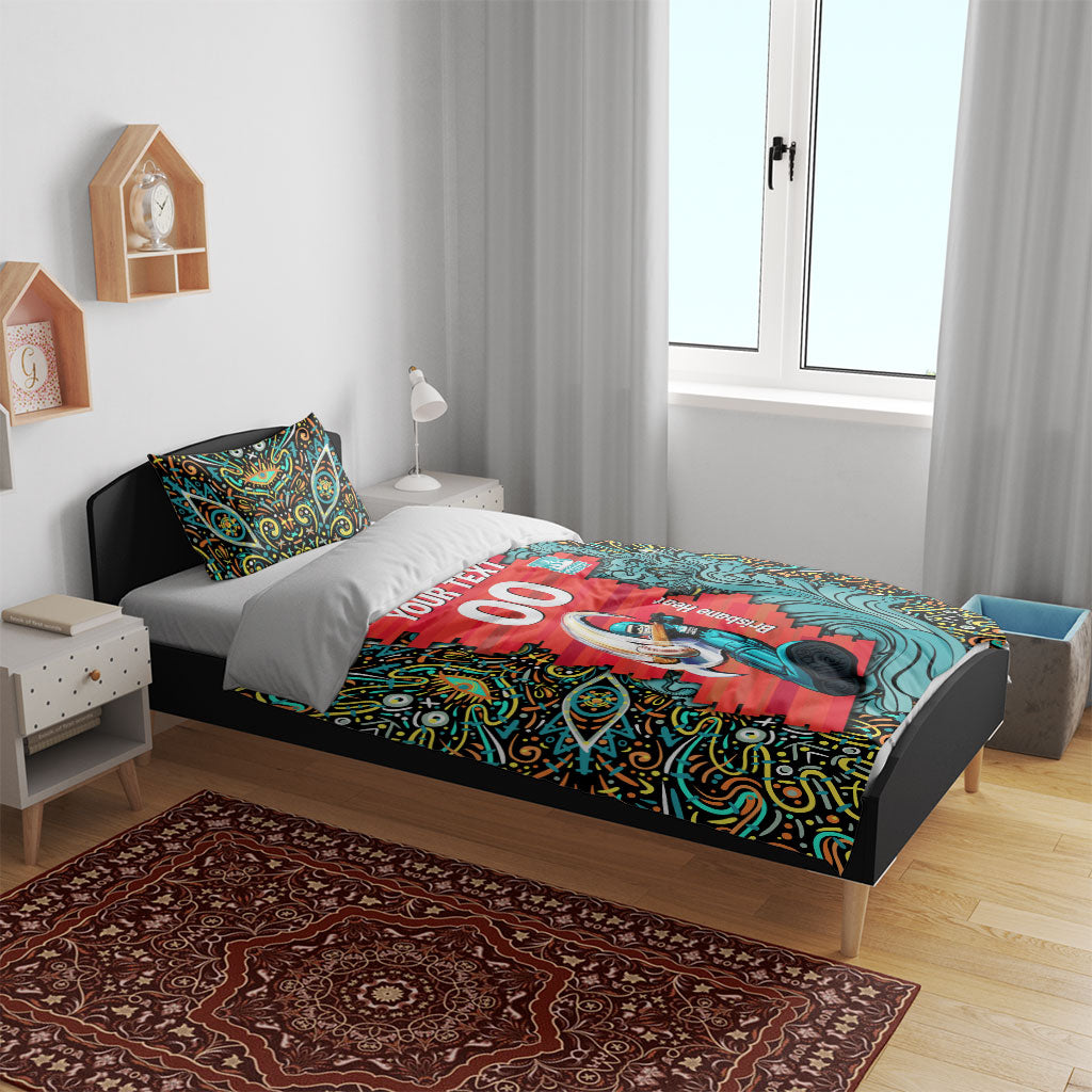 Personalized Brisbane Heat Cricket Bedding Set Hippie Psychedelic Pattern Vibrant Mandala Art Style