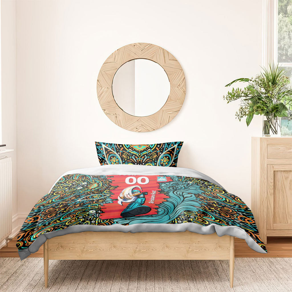 Personalized Brisbane Heat Cricket Bedding Set Hippie Psychedelic Pattern Vibrant Mandala Art Style