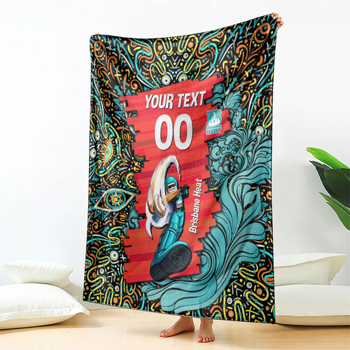 Personalized Brisbane Heat Cricket Blanket Hippie Psychedelic Pattern Vibrant Mandala Art Style