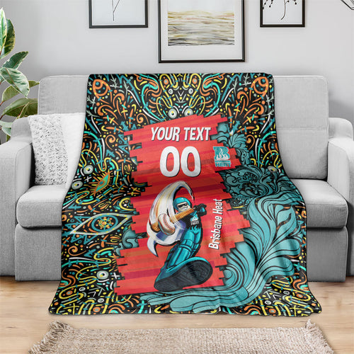 Personalized Brisbane Heat Cricket Blanket Hippie Psychedelic Pattern Vibrant Mandala Art Style