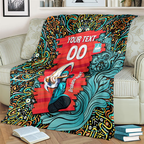 Personalized Brisbane Heat Cricket Blanket Hippie Psychedelic Pattern Vibrant Mandala Art Style