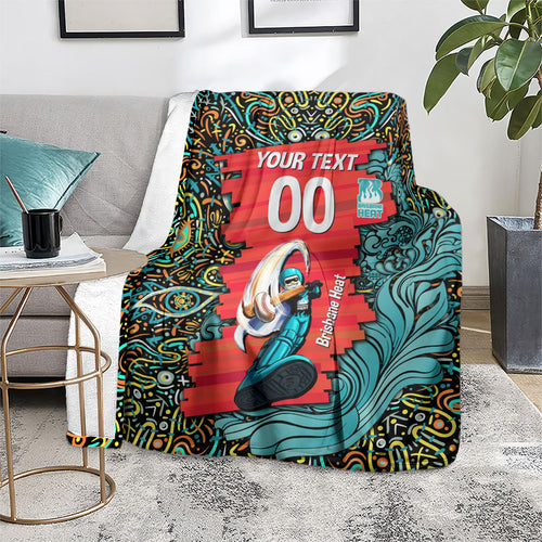 Personalized Brisbane Heat Cricket Blanket Hippie Psychedelic Pattern Vibrant Mandala Art Style