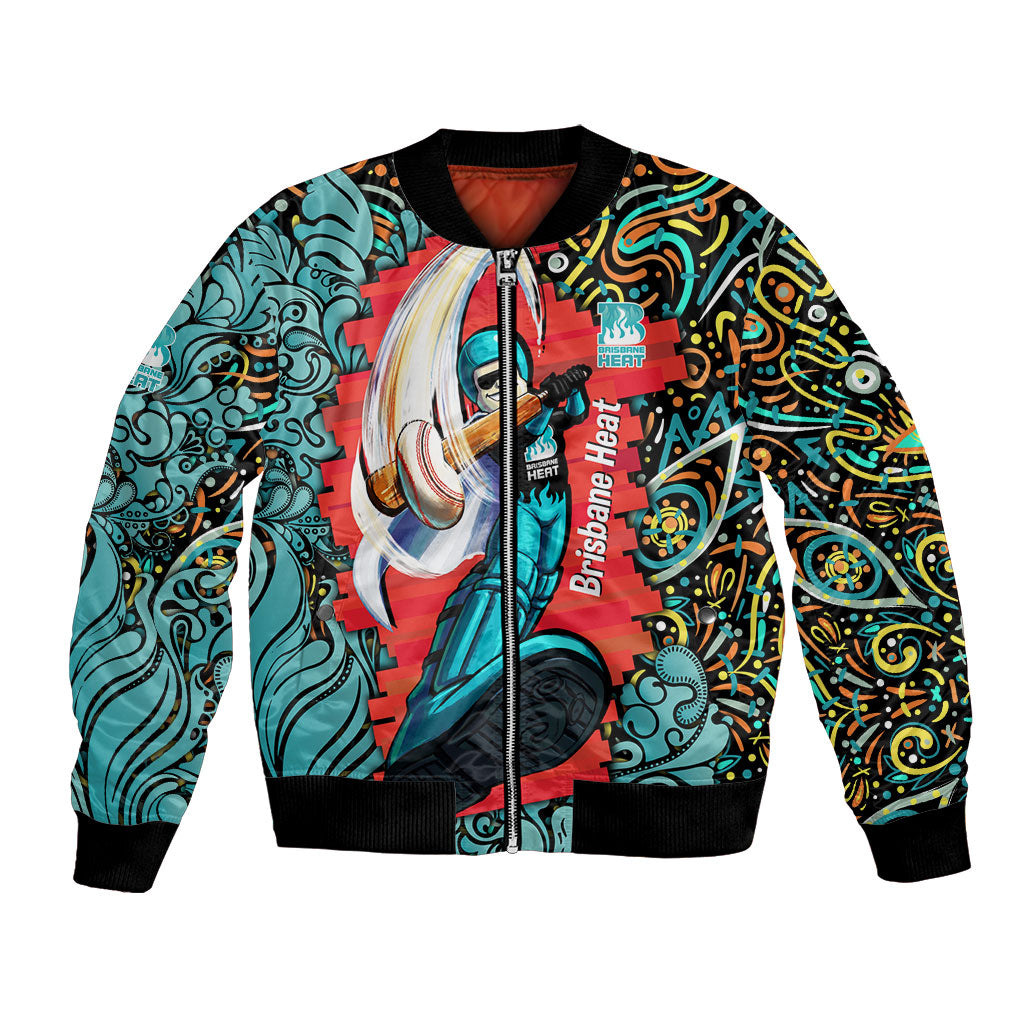 Personalized Brisbane Heat Cricket Bomber Jacket Hippie Psychedelic Pattern Vibrant Mandala Art Style