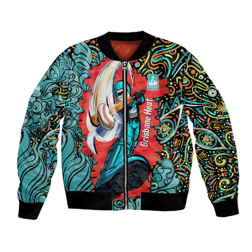 Personalized Brisbane Heat Cricket Bomber Jacket Hippie Psychedelic Pattern Vibrant Mandala Art Style