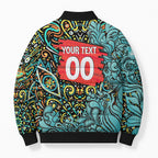 Personalized Brisbane Heat Cricket Bomber Puffer Jacket Hippie Psychedelic Pattern Vibrant Mandala Art Style