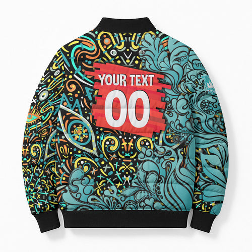 Personalized Brisbane Heat Cricket Bomber Puffer Jacket Hippie Psychedelic Pattern Vibrant Mandala Art Style