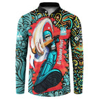Personalized Brisbane Heat Cricket Button Sweatshirt Hippie Psychedelic Pattern Vibrant Mandala Art Style
