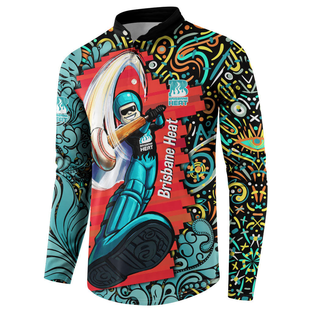Personalized Brisbane Heat Cricket Button Sweatshirt Hippie Psychedelic Pattern Vibrant Mandala Art Style