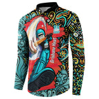 Personalized Brisbane Heat Cricket Button Sweatshirt Hippie Psychedelic Pattern Vibrant Mandala Art Style
