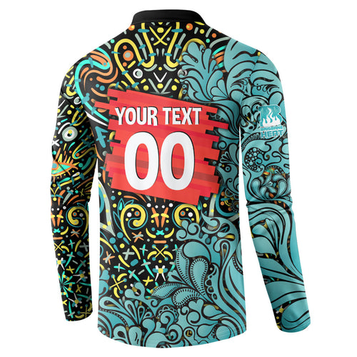 Personalized Brisbane Heat Cricket Button Sweatshirt Hippie Psychedelic Pattern Vibrant Mandala Art Style
