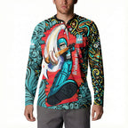 Personalized Brisbane Heat Cricket Button Sweatshirt Hippie Psychedelic Pattern Vibrant Mandala Art Style