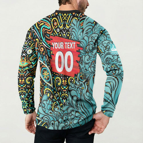 Personalized Brisbane Heat Cricket Button Sweatshirt Hippie Psychedelic Pattern Vibrant Mandala Art Style