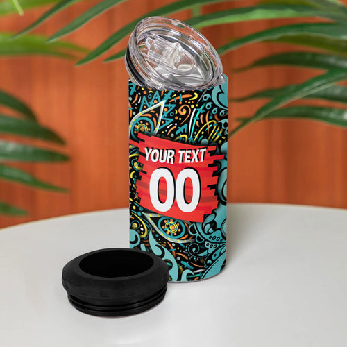 Personalized Brisbane Heat Cricket 4 in 1 Can Cooler Tumbler Hippie Psychedelic Pattern Vibrant Mandala Art Style