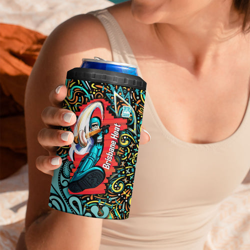 Personalized Brisbane Heat Cricket 4 in 1 Can Cooler Tumbler Hippie Psychedelic Pattern Vibrant Mandala Art Style