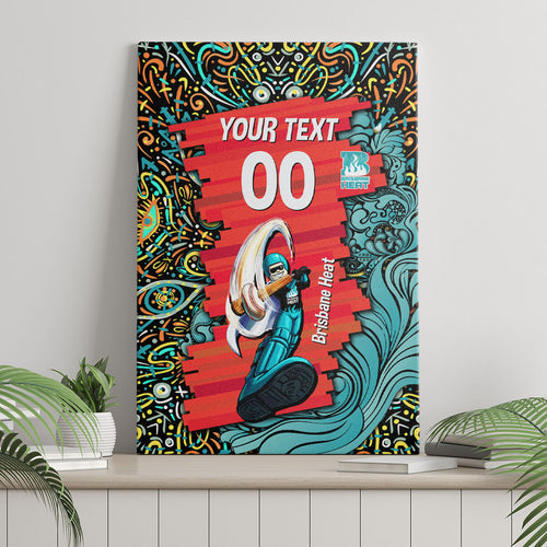 Personalized Brisbane Heat Cricket Canvas Wall Art Hippie Psychedelic Pattern Vibrant Mandala Art Style