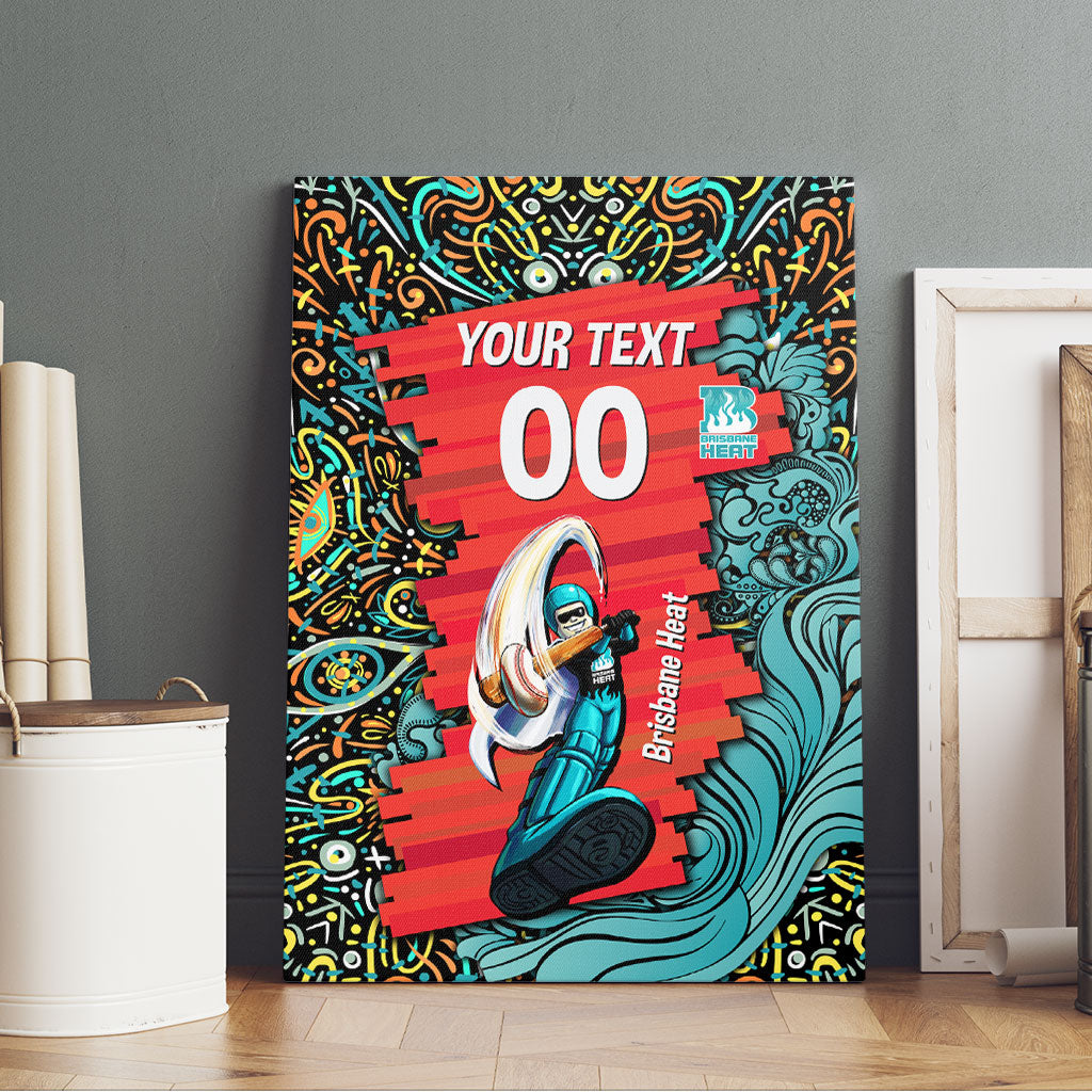 Personalized Brisbane Heat Cricket Canvas Wall Art Hippie Psychedelic Pattern Vibrant Mandala Art Style
