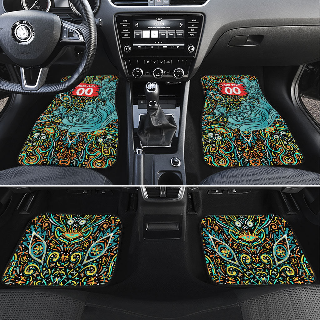 Personalized Brisbane Heat Cricket Car Mats Hippie Psychedelic Pattern Vibrant Mandala Art Style
