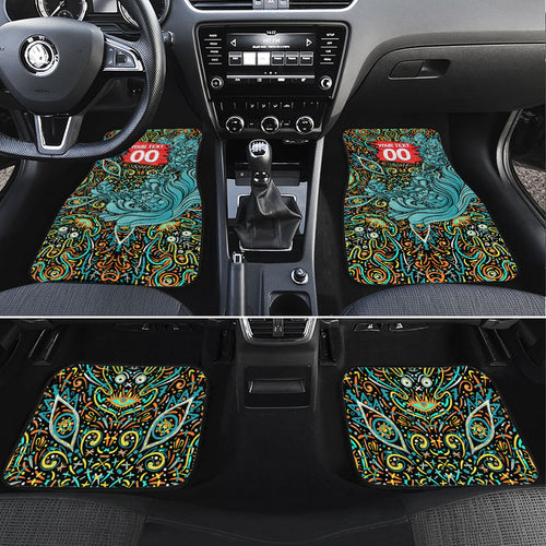 Personalized Brisbane Heat Cricket Car Mats Hippie Psychedelic Pattern Vibrant Mandala Art Style